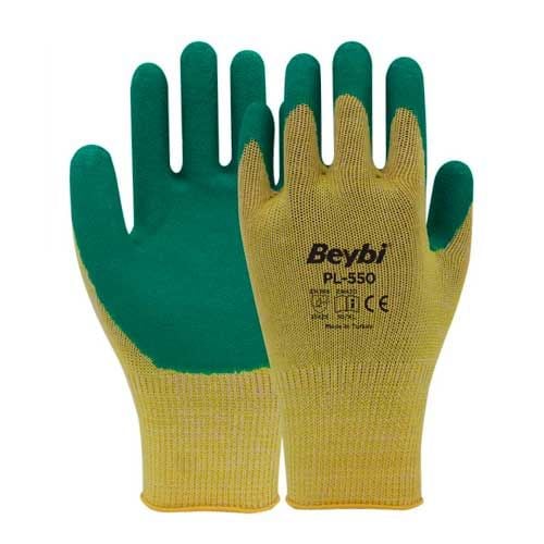 Beybi PL-550 Sarı Yeşil Nitril Camcı Eldiveni