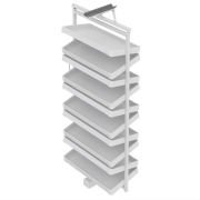 Starax Teleskopik Raylı Döner Ayakkabılık 135 - 155 cm ( 8 Sepetli ) - Beyaz